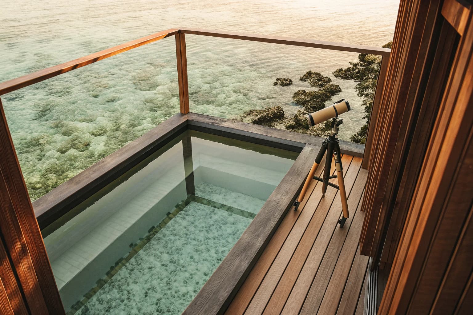 Plunge pool overlooking coral reef flats